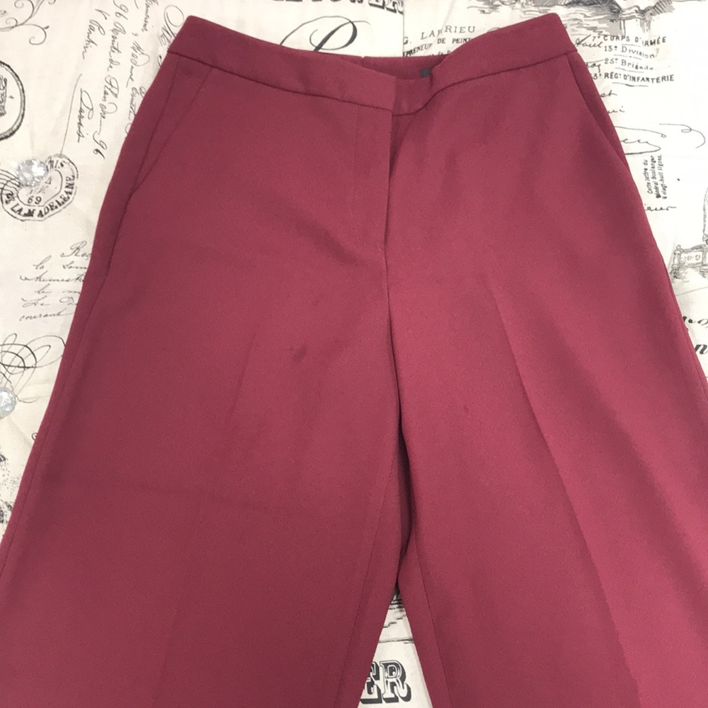 💥 Halogen Wide Leg Cropped Pants Red PETITE - Picture 5 of 8